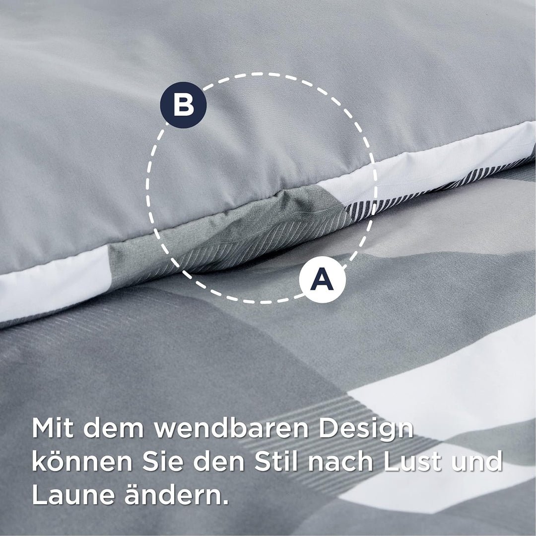 BEDSURE Bettwäsche 135x200 4teilig Bettbezug - Bettwäsche-Sets 135 x 200 cm 2er Set mit 2 Kissenbezü