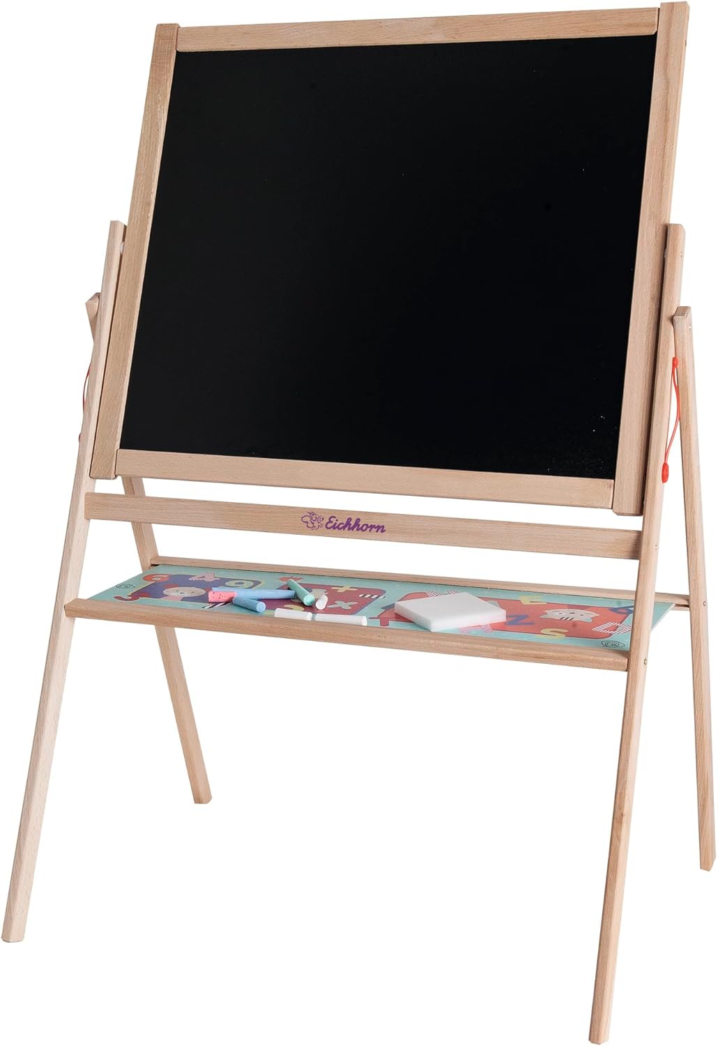 Eichhorn - Standtafel, Kindertafel mit 10 Kreiden, 1 Stift und Schwamm, zweiseitig beschreibbar, mit