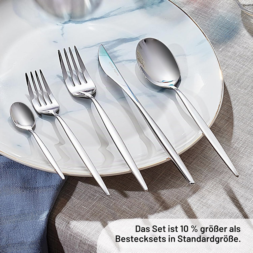 Karaca Lizbon Besteckset Mit Box Set 60-Teilig, Fur 12 Personen, 18/10 Edelstahl Besteck- Set, Spulm