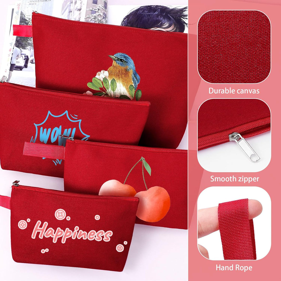 Make-up-Tasche aus Baumwollleinen, mit Boden und Gurt, Mehrzweck-Kosmetiktasche mit Reissverschluss,