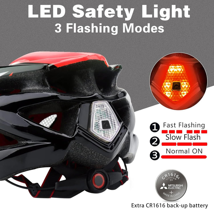 Fahrradhelm Herren,Shinmax Fahrradhelm Damen mit Licht Fahrradhelm mit Visier Abnehmbar Helm Fahrrad