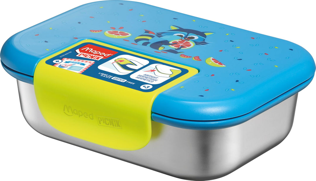 Maped PICNIK - Edelstahl-Lunchbox MINIZ Waschbär 900 ml EDELSTAHL Blau, EDELSTAHL Blau