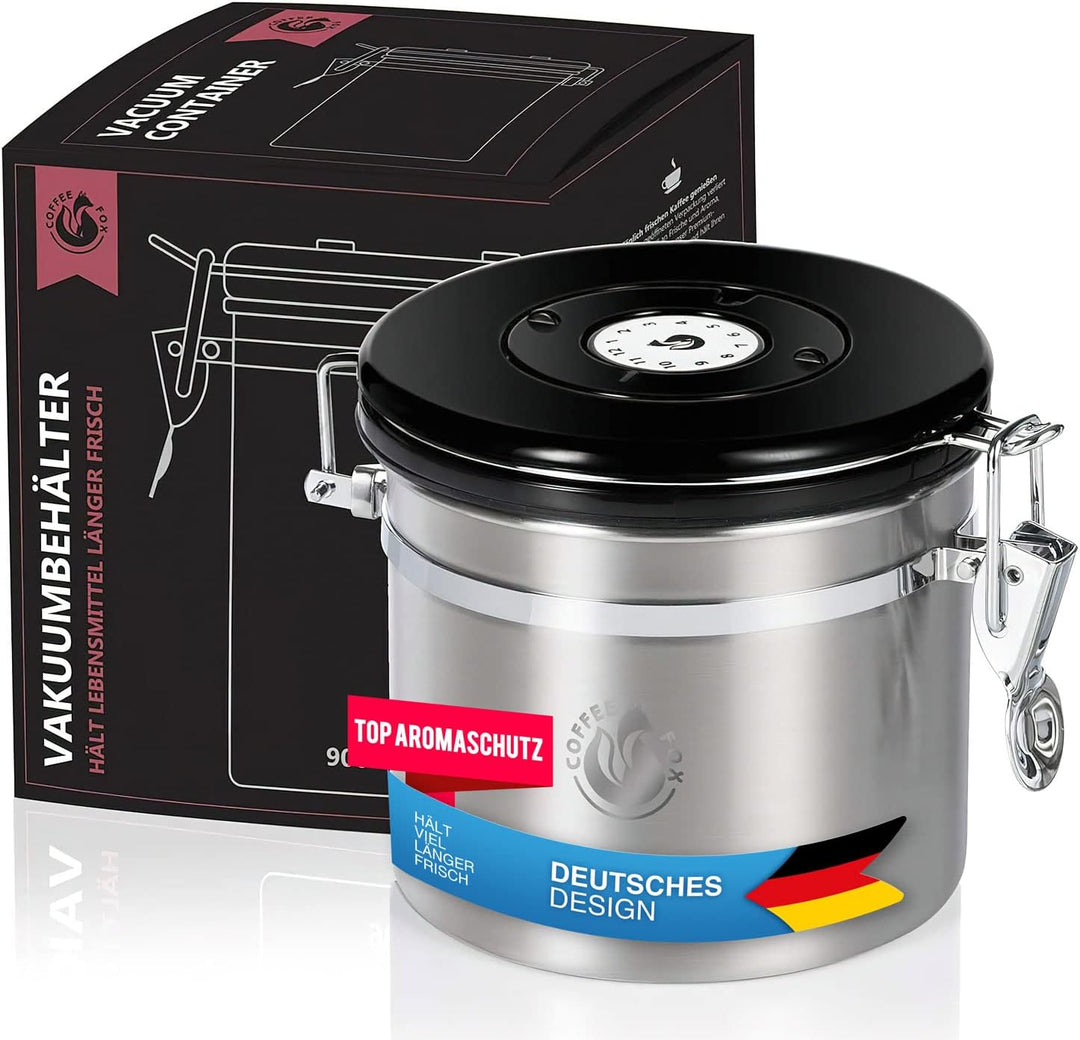 Coffee Fox Vakuum Kaffeedose Teedose Vorratsdose - Vorratsbehälter Vakuumdose mit Aroma-Deckel Luftd