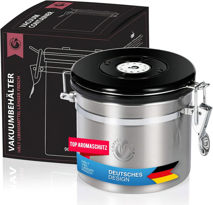 Coffee Fox Vakuum Kaffeedose Teedose Vorratsdose - Vorratsbehälter Vakuumdose mit Aroma-Deckel Luftd