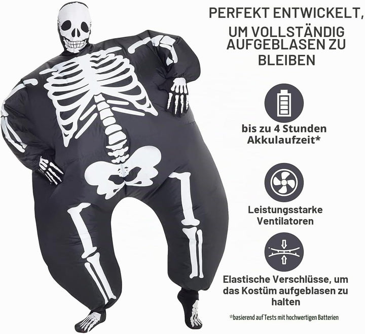 Morph Aufblasbares Skelett Kostüm für Erwachsene, Megamorph - Einheitsgrösse Skelett Erwachsese, Ske