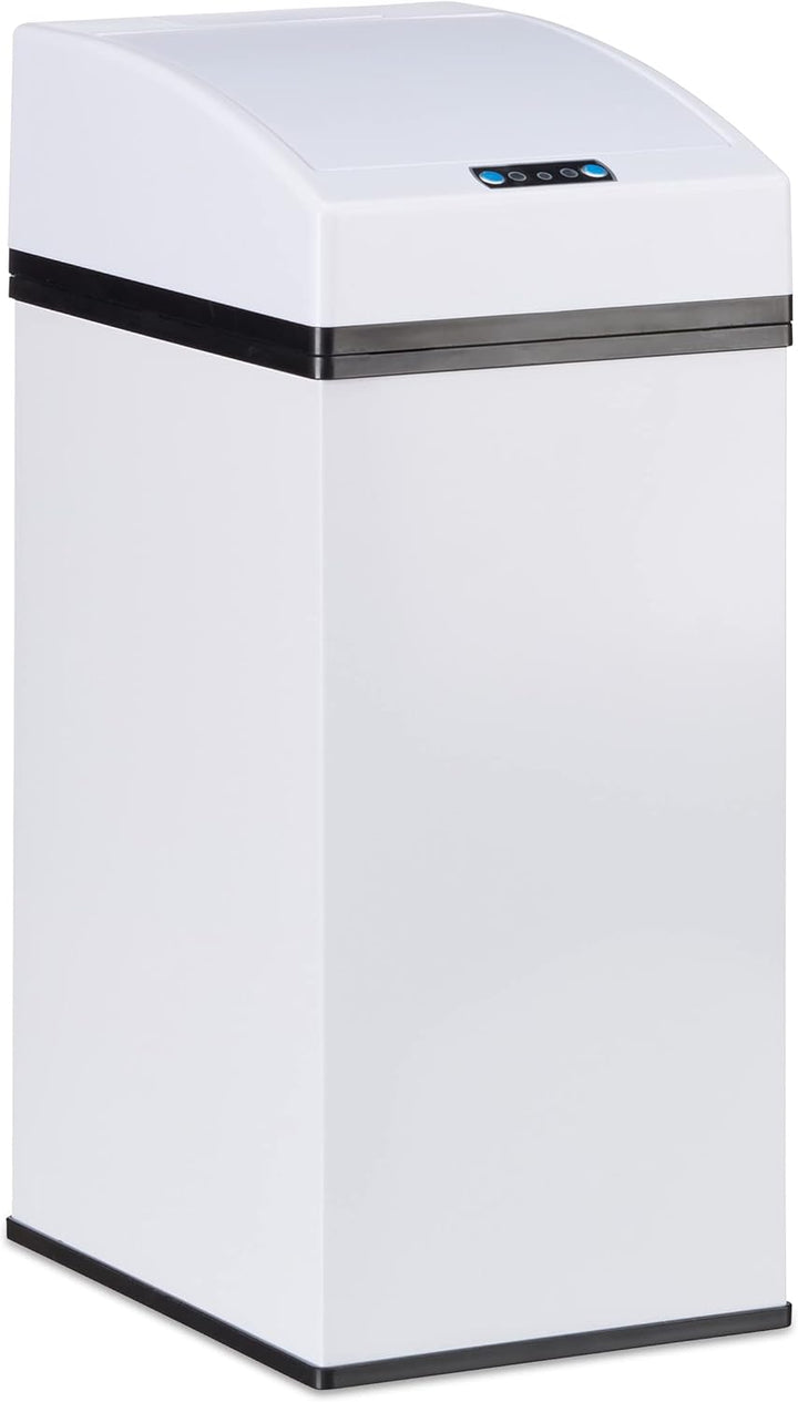 Relaxdays, weiss Sensor Mülleimer, Automatikdeckel, Inneneimer mit Griff, hygienisch, 7 L, Stahl, Hx