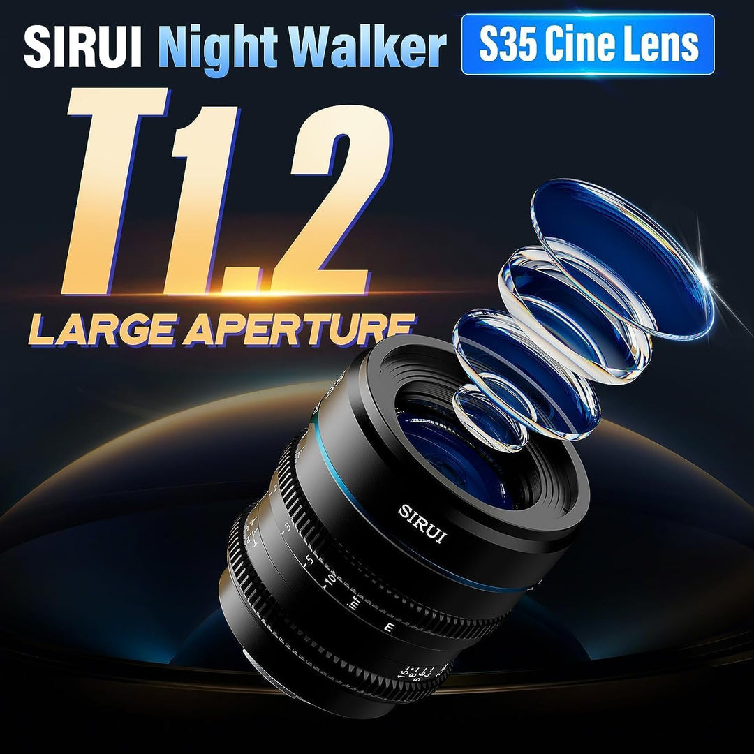 SIRUI Night Walker 55mm T1.2 Manuelles Kinoobjektiv für L-Mount, S35 Prime für Sigma FP, Panasonic S