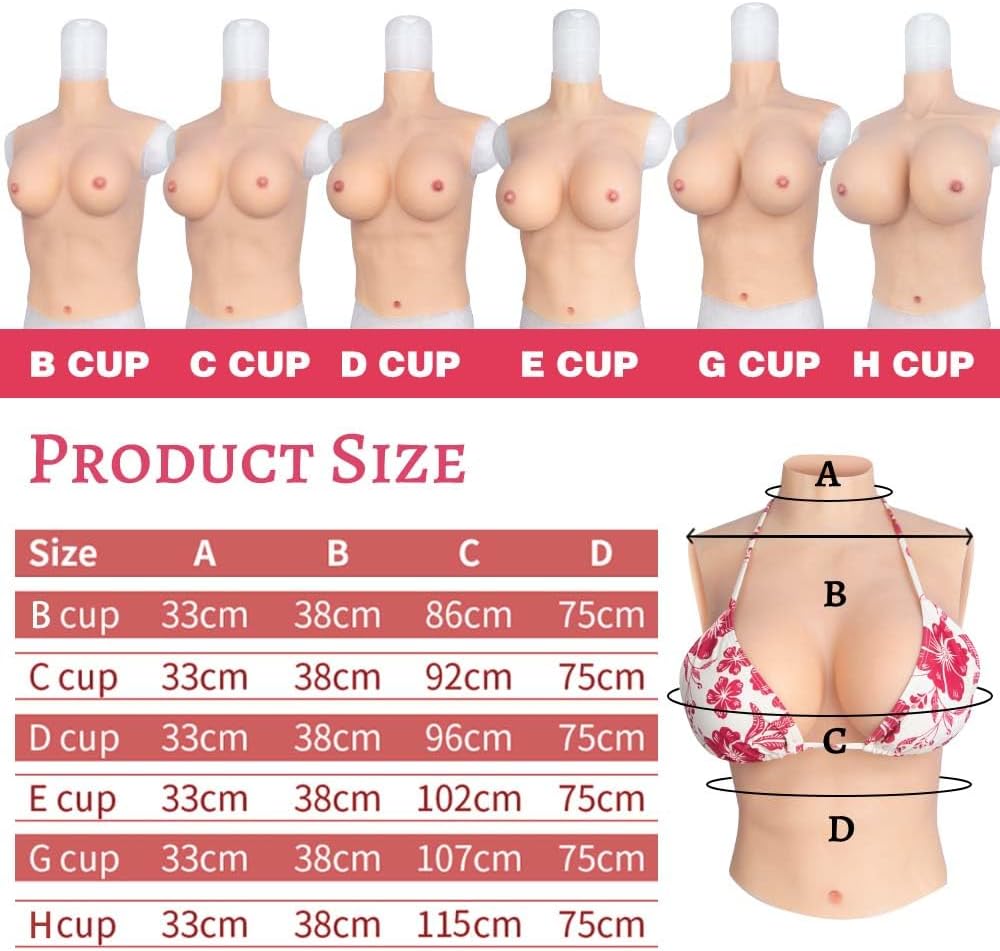 YAPOKCDS Silikon Brustplatte Brust Formen Fake Brüste Fake Brust hohe Kragen Stil C-H Cup für Transg