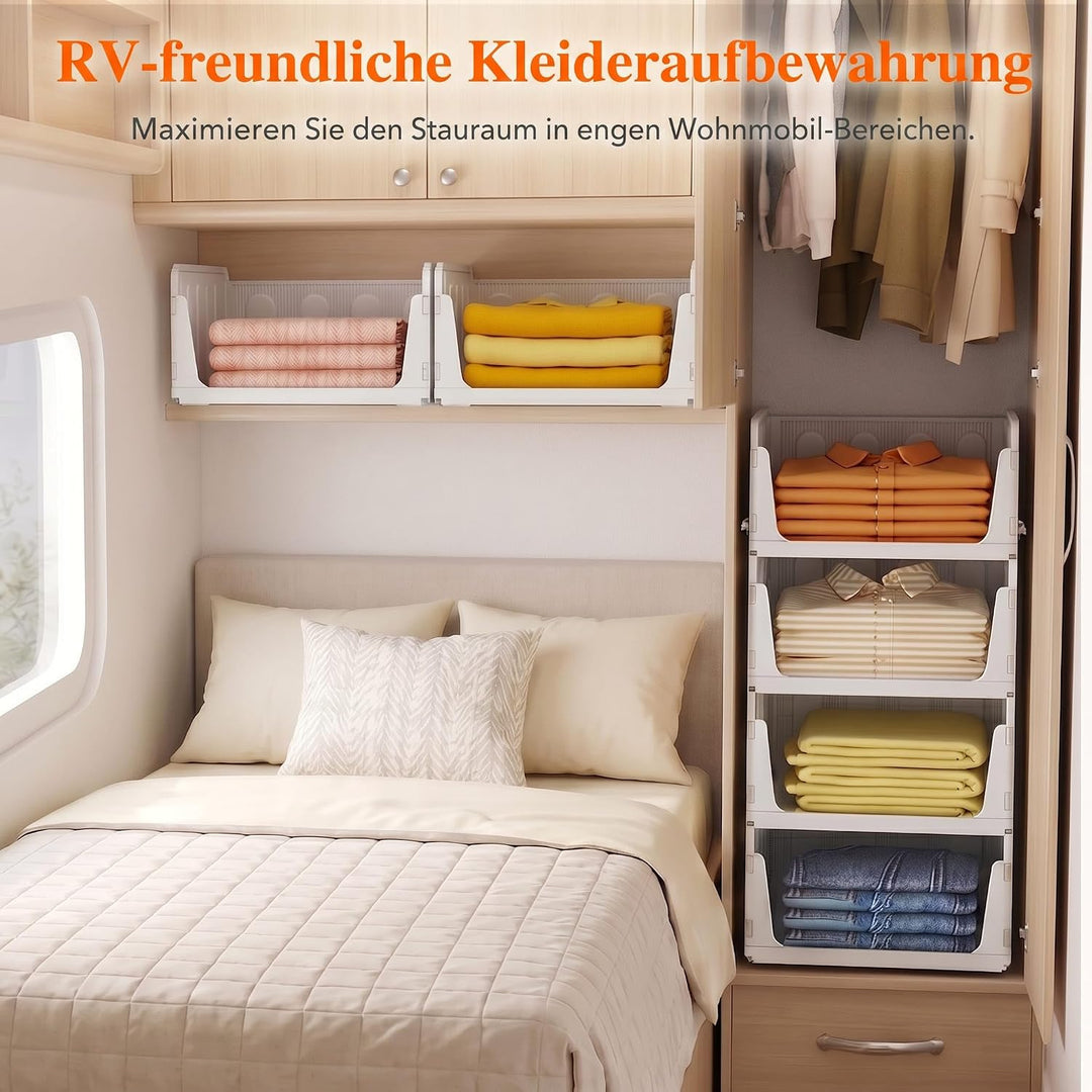 Lifewit 4er Set Stapelbare Kleiderschrank Organizer 42 cm Tief | Ausziehbar Kunststoff Ordnungssyste