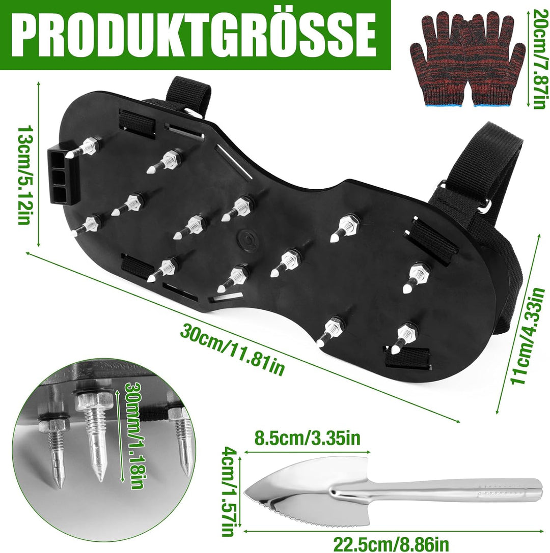 Handvertikutierer Rasenbelüftung Schuhe mit Schaufel und Handschuhen Geliefert, Rasenlüfter Schuhe N