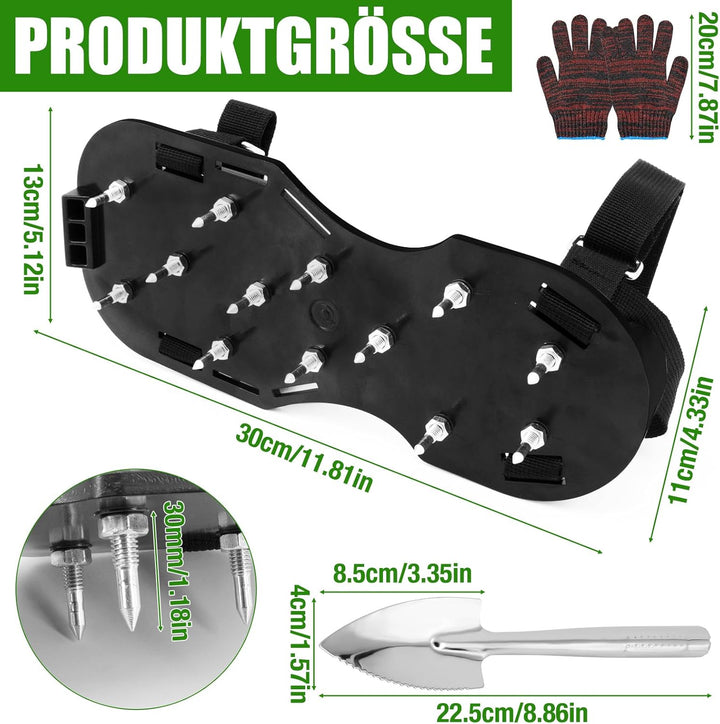 Handvertikutierer Rasenbelüftung Schuhe mit Schaufel und Handschuhen Geliefert, Rasenlüfter Schuhe N
