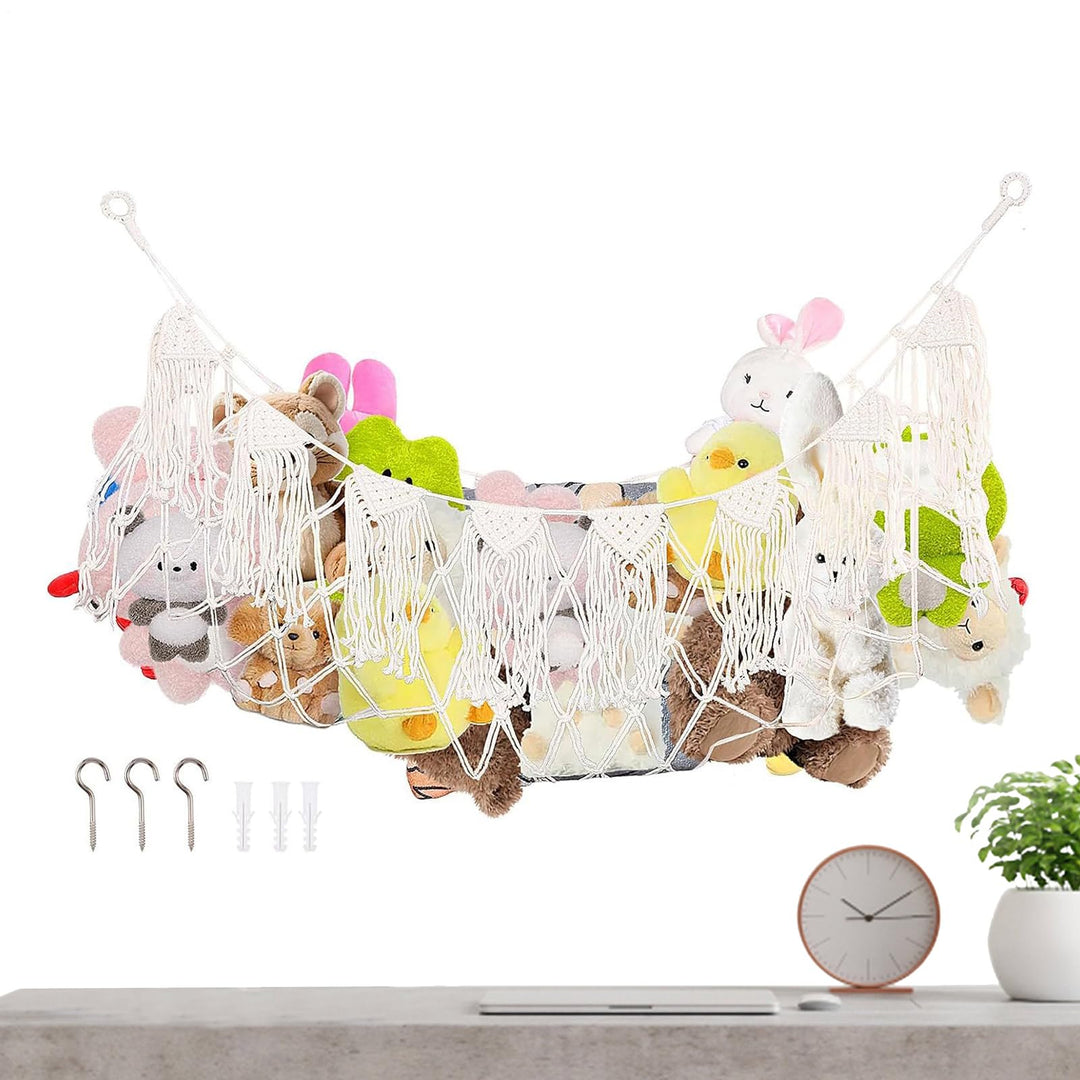 Stofftiernetz – Boho-Organizer, Raumdekoration, Stofftier-Hängematte, Wandaufbewahrung, für Ausstell