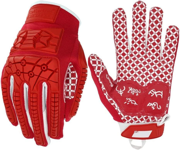 Seibertron Lineman 2.0 Padded Palm Football Receiver Gloves, Flexible TPR Impact Protection Back of
