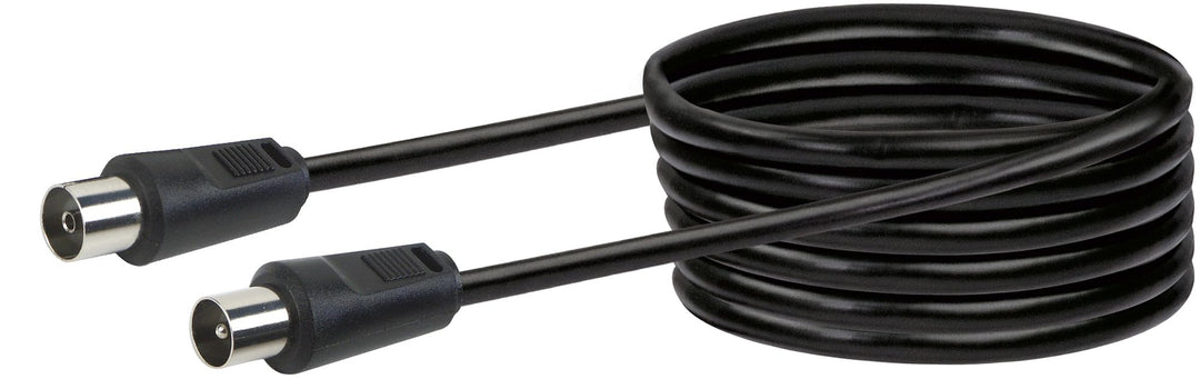 SCHWAIGER Antennen Anschlusskabel 75 dB, 7,5m, schwarz, IEC Stecker > IEC Buchse, 2-fach Schirmung,