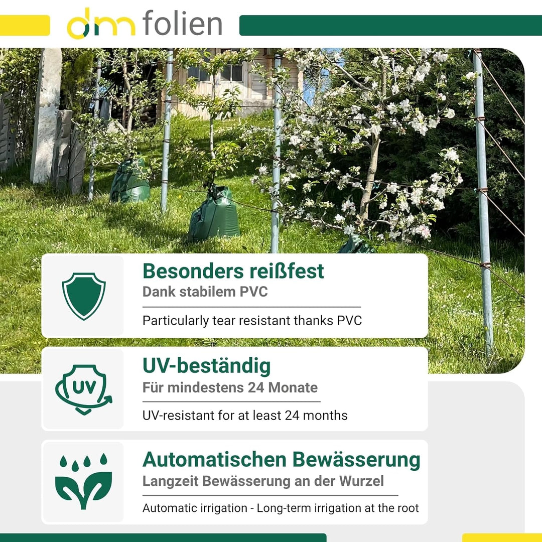 dm-folien Baumbewässerungsbeutel I 55 Liter I 2 Stück I Bewässerungssack aus robustem PVC I Baumsack