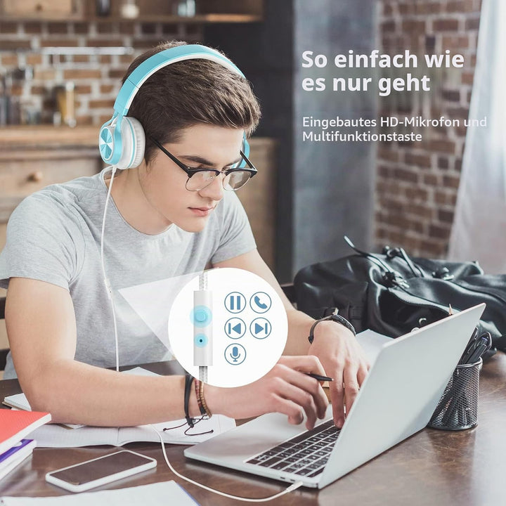 AILIHEN MS300 Kopfhörer mit Kabel und Mikrofon für Chromebook, Laptop, Computer, Smartphone, 3,5 mm,