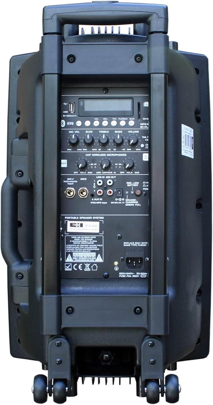 Mobile PA Sound Anlage Akku-MP3-USB-SD inkl. Funkmikrofone 700W Soundsystem E-Lektron EL30-M Bluetoo