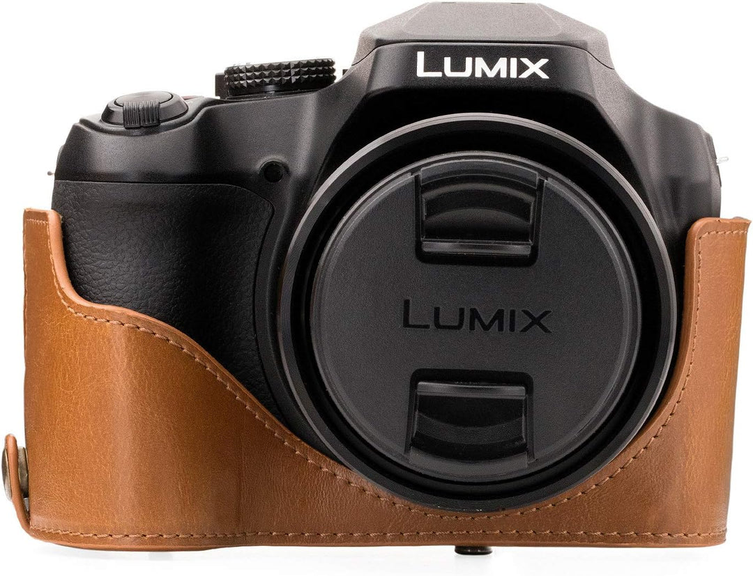 MegaGear Panasonic Lumix DC-FZ80, FZ82 Ever Ready Leder Kamera-Case mit Trageriemen und Batteriezuga