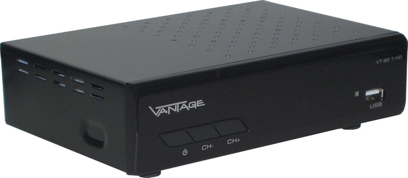 Vantage VT-92 T-HD Receiver (DVB T2, HEVC, Display, USB, HDMI, SCART, Mediaplayer) schwarz Single, S