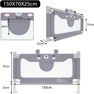 YRHome 150cm Rausfallschutz Bett Baby Bettgitter Schutzgeländer, Höhenverstellbar Babybettgitter Kin