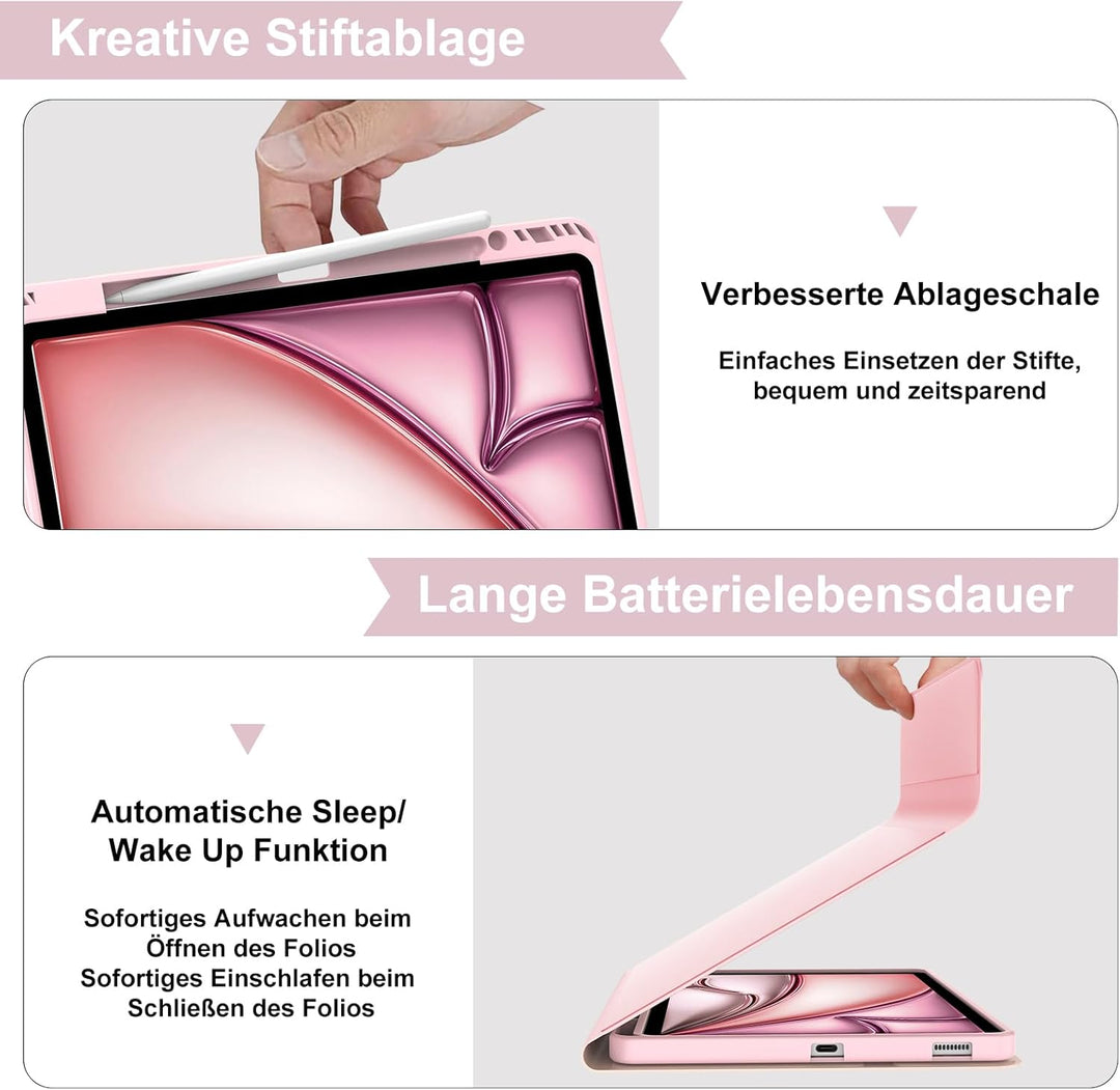 IVEOPPE Tastatur für iPad Air 13" M3 2025 Hülle mit Bluetooth magnetischer Deutsch QWERTZ Tastatur R