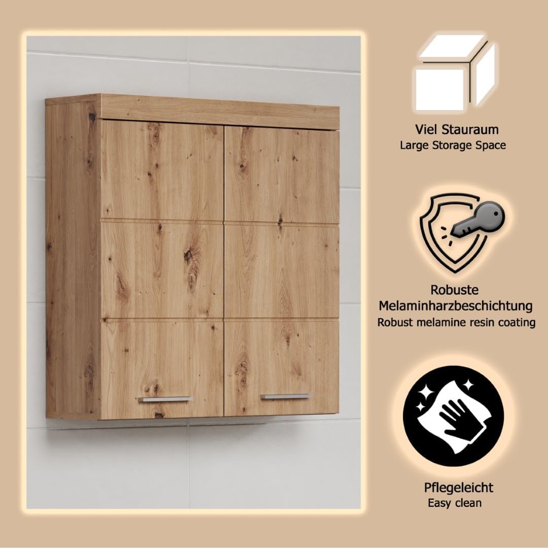 trendteam smart living - Hängeschrank breit - Bad - Amanda - Aufbaumass (BxHxT) 73 x 77 x 23 cm - Fa