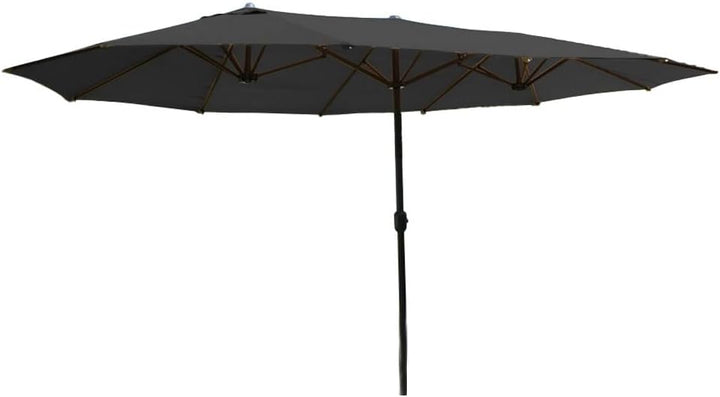 QMBasic Doppelsonnenschirm 4,6 x 2,7 m Oval Anthrazit Gartenschirm Kurbel Sonnenschirm Marktschirm T