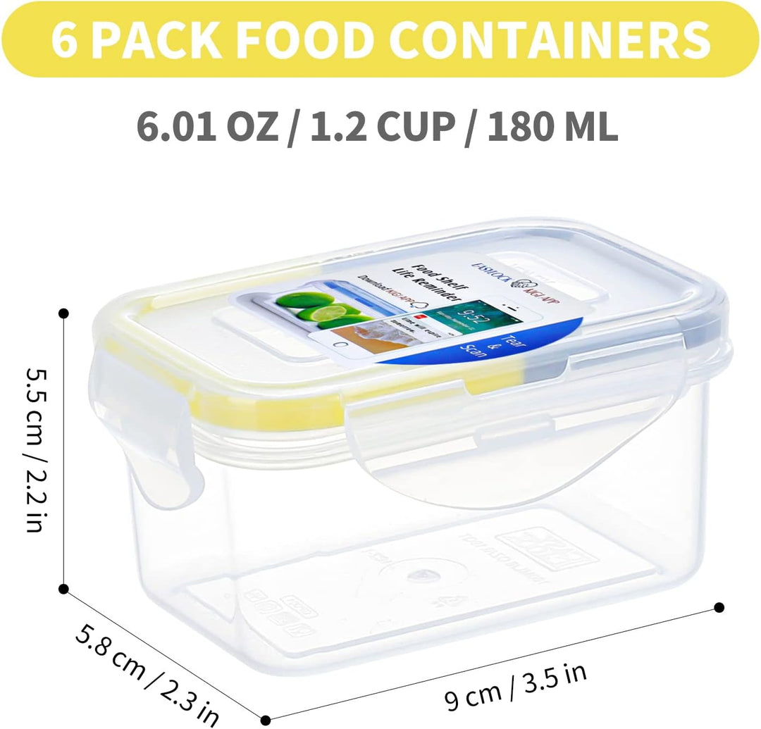 EASYLOCK 6er-Set 180ML Luftdicht Plastik Frischhaltedosen Mit Deckel, Rechteckig Kleine Aufbewahrung
