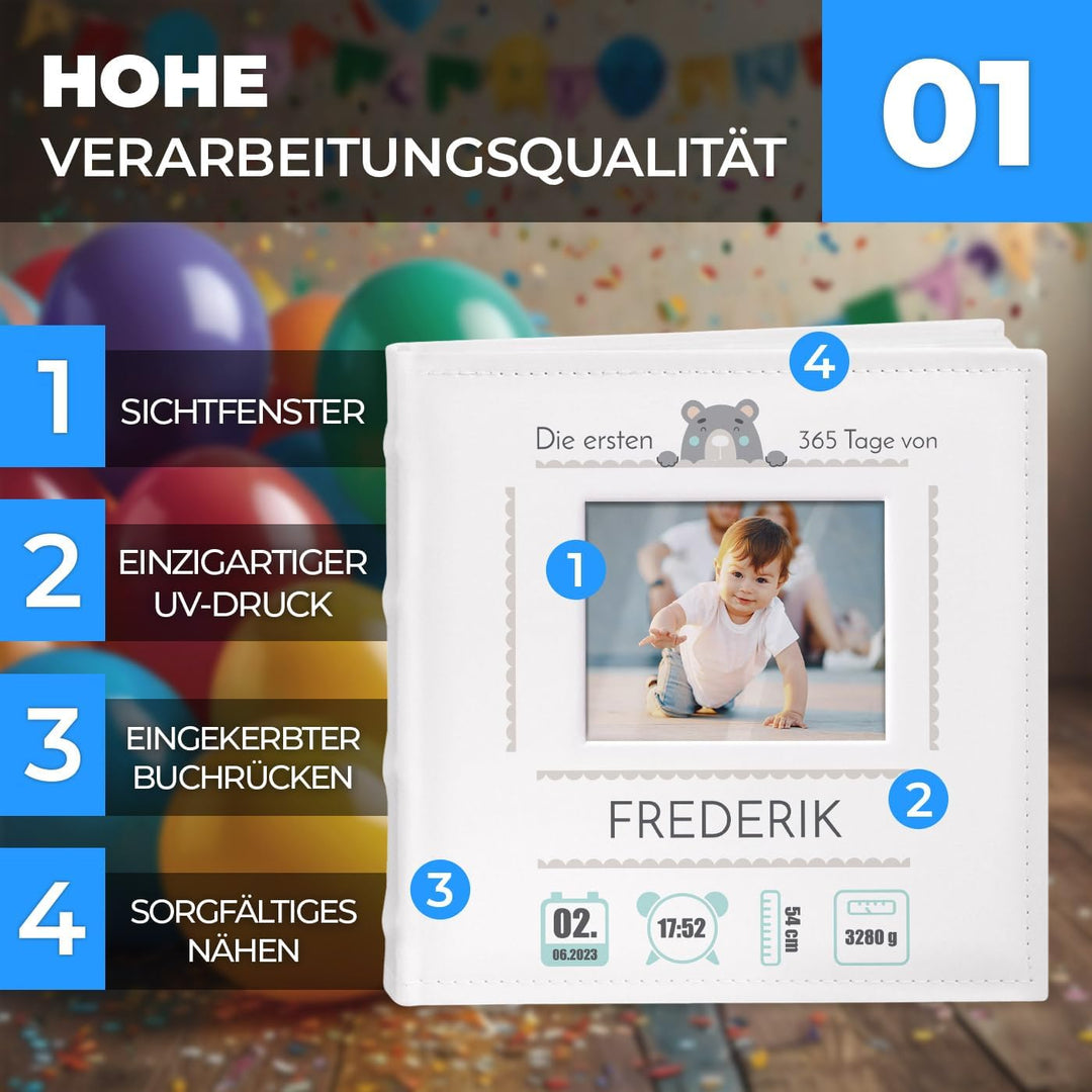 Maverton Einsteckalbum + mit Aufdruck - für 200 Fotos 10x15-100 weisse Seiten - Weihnachtsgeschenke