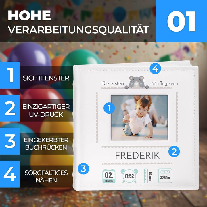 Maverton Einsteckalbum + mit Aufdruck - für 200 Fotos 10x15-100 weisse Seiten - Weihnachtsgeschenke
