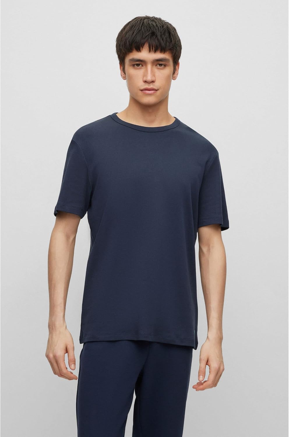HUGO Herren Dozy Regular-Fit T-Shirt aus Pima-Baumwolle mit Kontrast-Logo, XS Dunkelblau