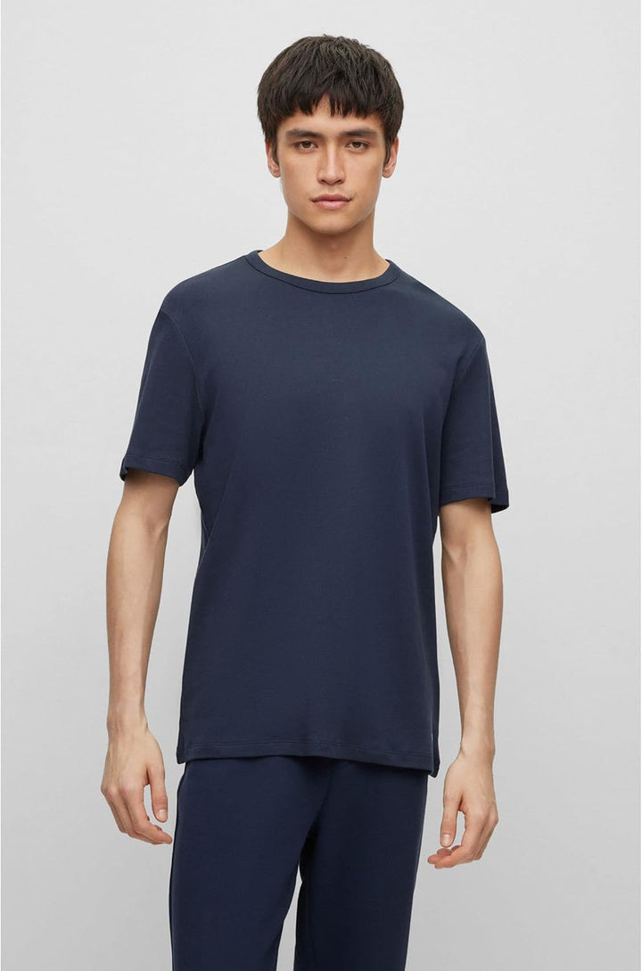 HUGO Herren Dozy Regular-Fit T-Shirt aus Pima-Baumwolle mit Kontrast-Logo, XS Dunkelblau