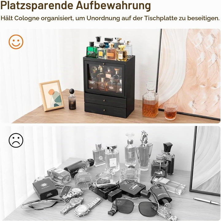 HoldOneLight Parfümregal für Herren, Parfüm-Organizer aus Massivholz für den Waschtisch, geräumiger,