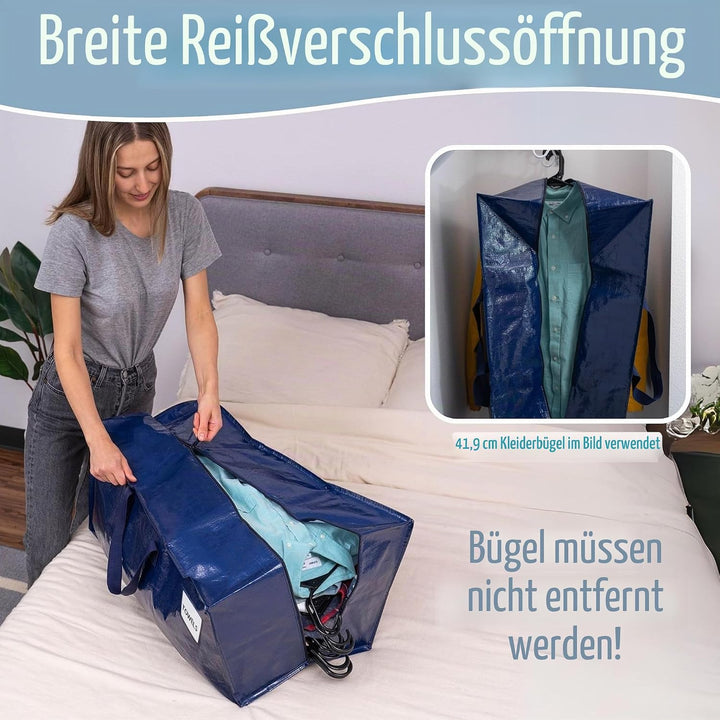 VENO 6-er Pack extra grosse Umzugstaschen mit Rucksackgurten, Umzugshelfer, Starke Griffe und Reissv