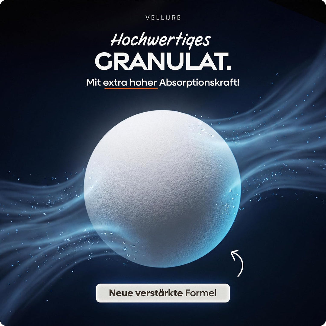 Vellure® 18x Luftentfeuchter Nachfüllpack 600g (Sparvorteils 5er Set Luftentfeuchter Granulat) I Ent
