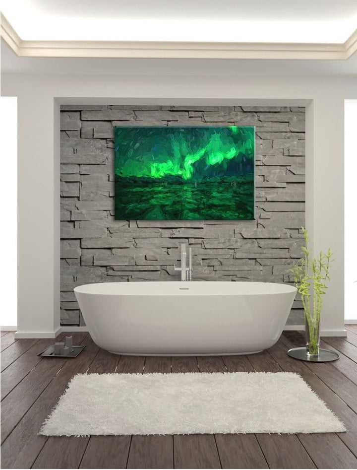 Pixxprint Polarlicht am Himmel Kunst als Leinwandbild/Grösse: 100x70 / Wandbild/Kunstdruck/fertig be