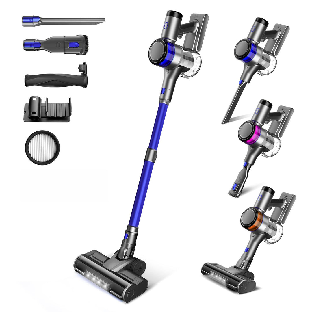 Dzaki Akku-Staubsauger, 45KPa Stabstaubsauger Kabellos Beutellos mit Display, Anti-Tangle-Bürste, 55