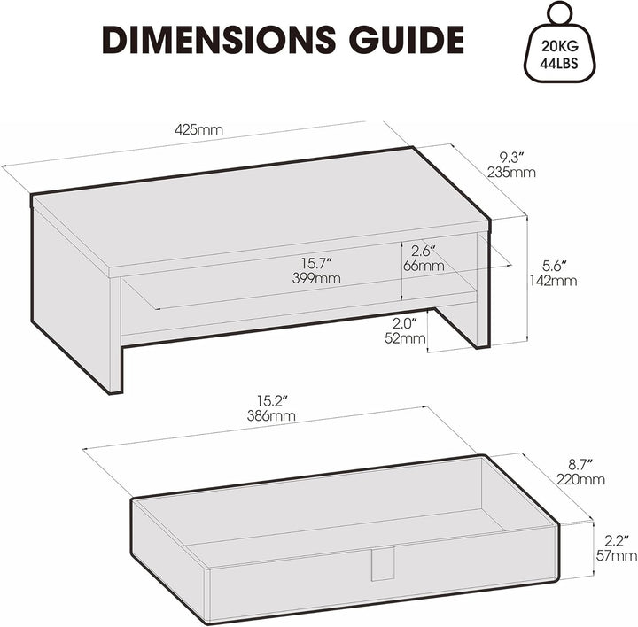 Fenge Monitorständer mit Schublade, 42,5 cm Monitorerhöhung, Desktop-Organizer für PC/Laptop/Drucker