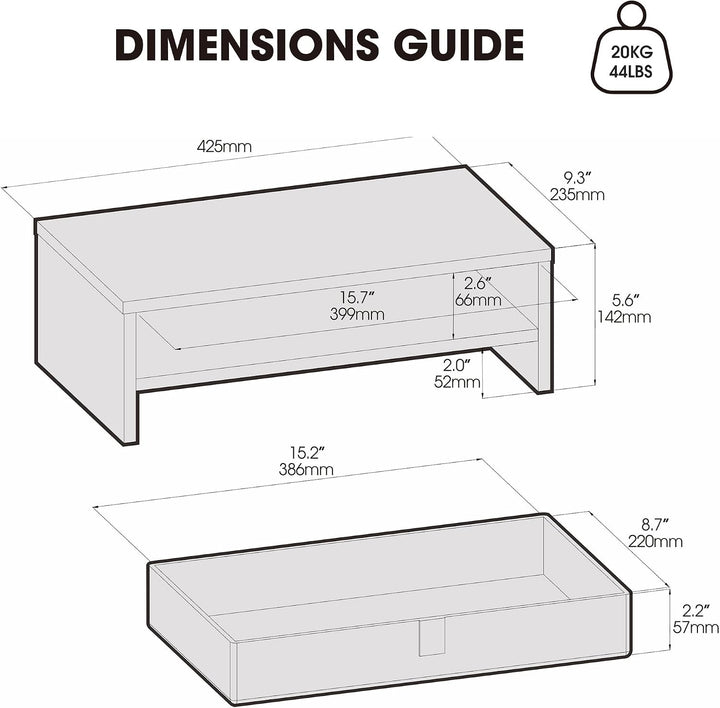 Fenge Monitorständer mit Schublade, 42,5 cm Monitorerhöhung, Desktop-Organizer für PC/Laptop/Drucker