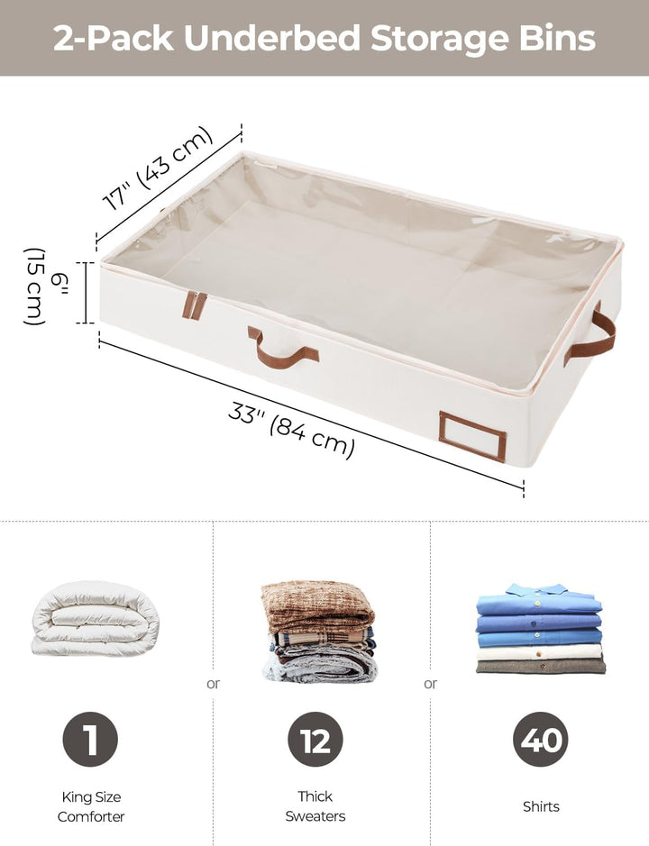 StorageWorks Aufbewahrungsboxen unter dem Bett, grosse Unterbett Aufbewahrung mit Deckel, robuste St