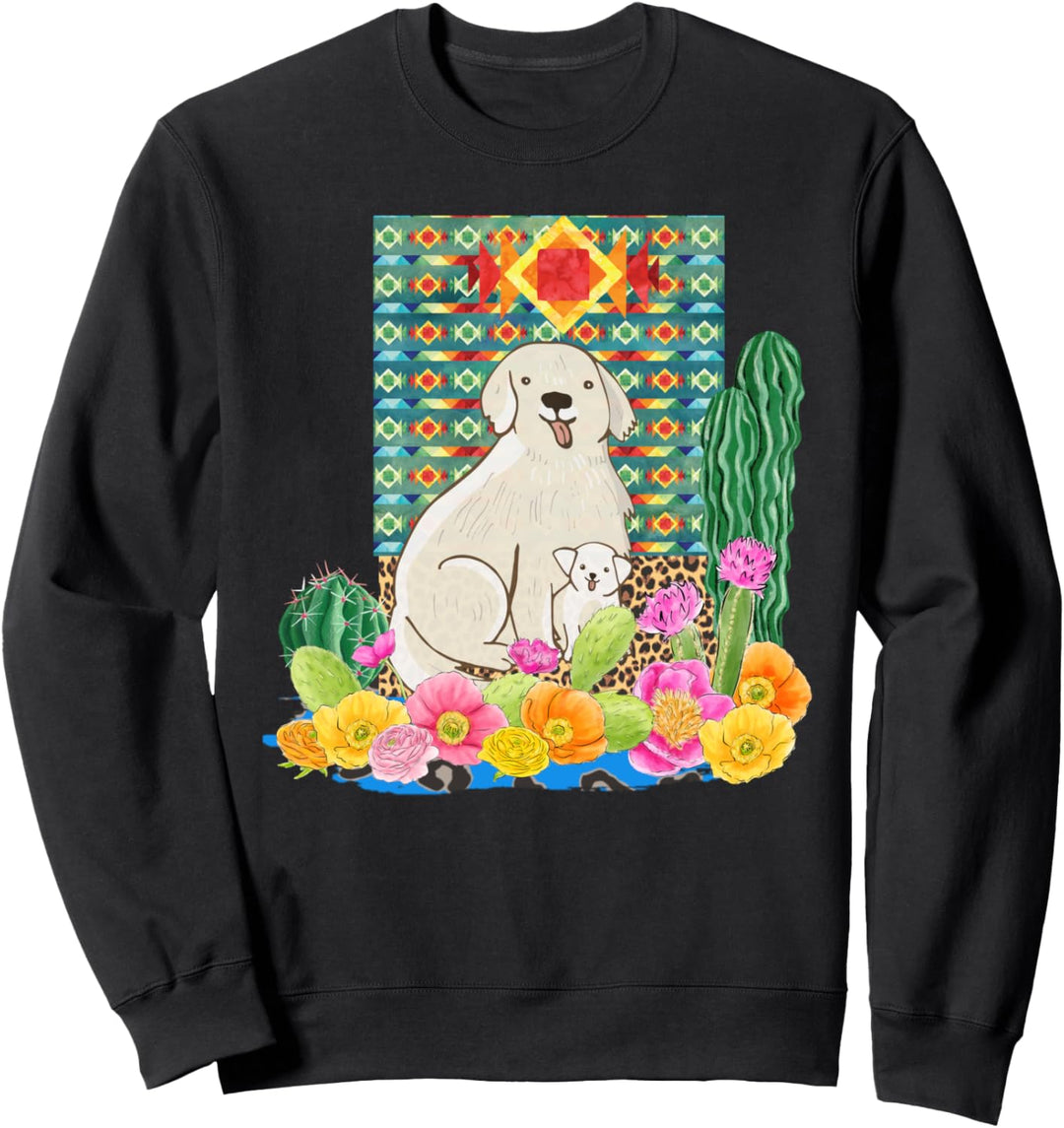 Mama Dog And Puppy Fiesta Cactus Flower Animal Sweatshirt