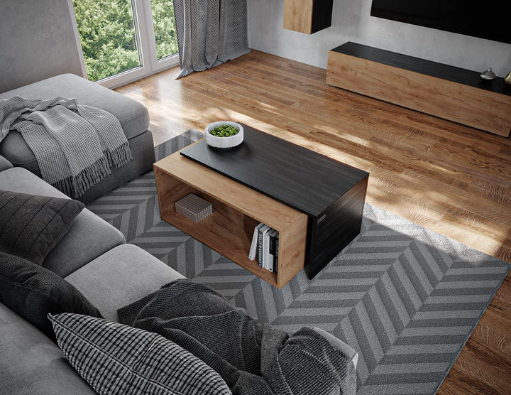 PLATAN ROOM Couchtisch Kaffeetisch 2er Set 90x48x40 cm, moderner Wohnzimmertisch, Sofatisch mit Stau