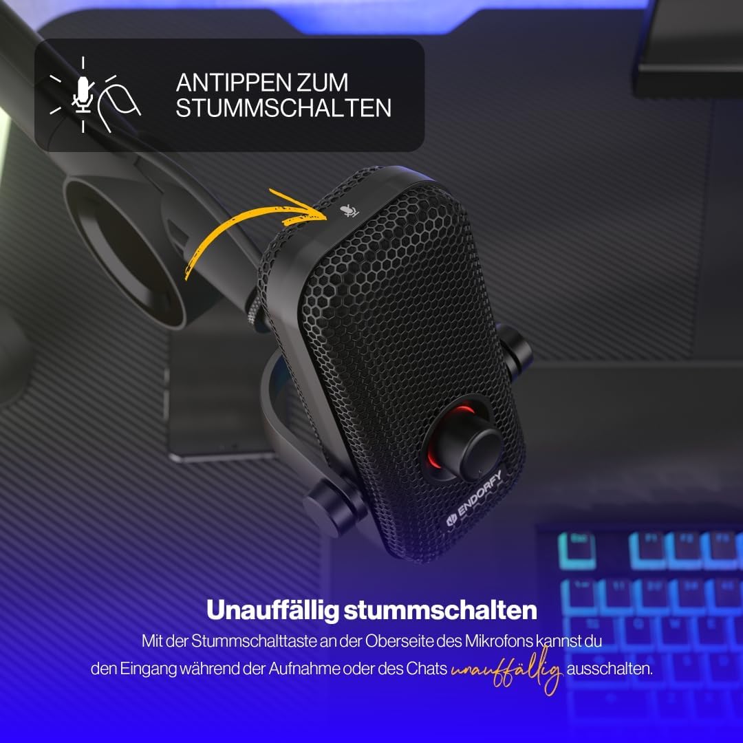 ENDORFY Solum Voice, Gaming Mikrofon PC, Podcast und Streaming, RGB-Beleuchtung, USB Plug & Play, Ta
