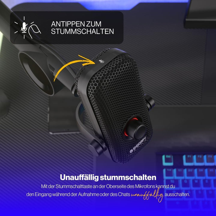 ENDORFY Solum Voice, Gaming Mikrofon PC, Podcast und Streaming, RGB-Beleuchtung, USB Plug & Play, Ta