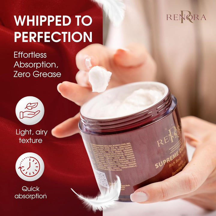 RENORA | Body Butter, feuchtigkeitsspendende Körpercreme mit Hualuronsäure | Supreme Delight | feuch