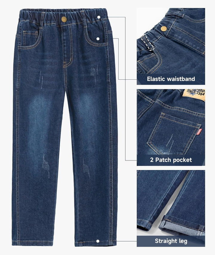 Jungen Jeanshosen - Jeans mit Abschürfungen - Kinder Hose mit elastischem Bund Gr. 128-176, 140-146