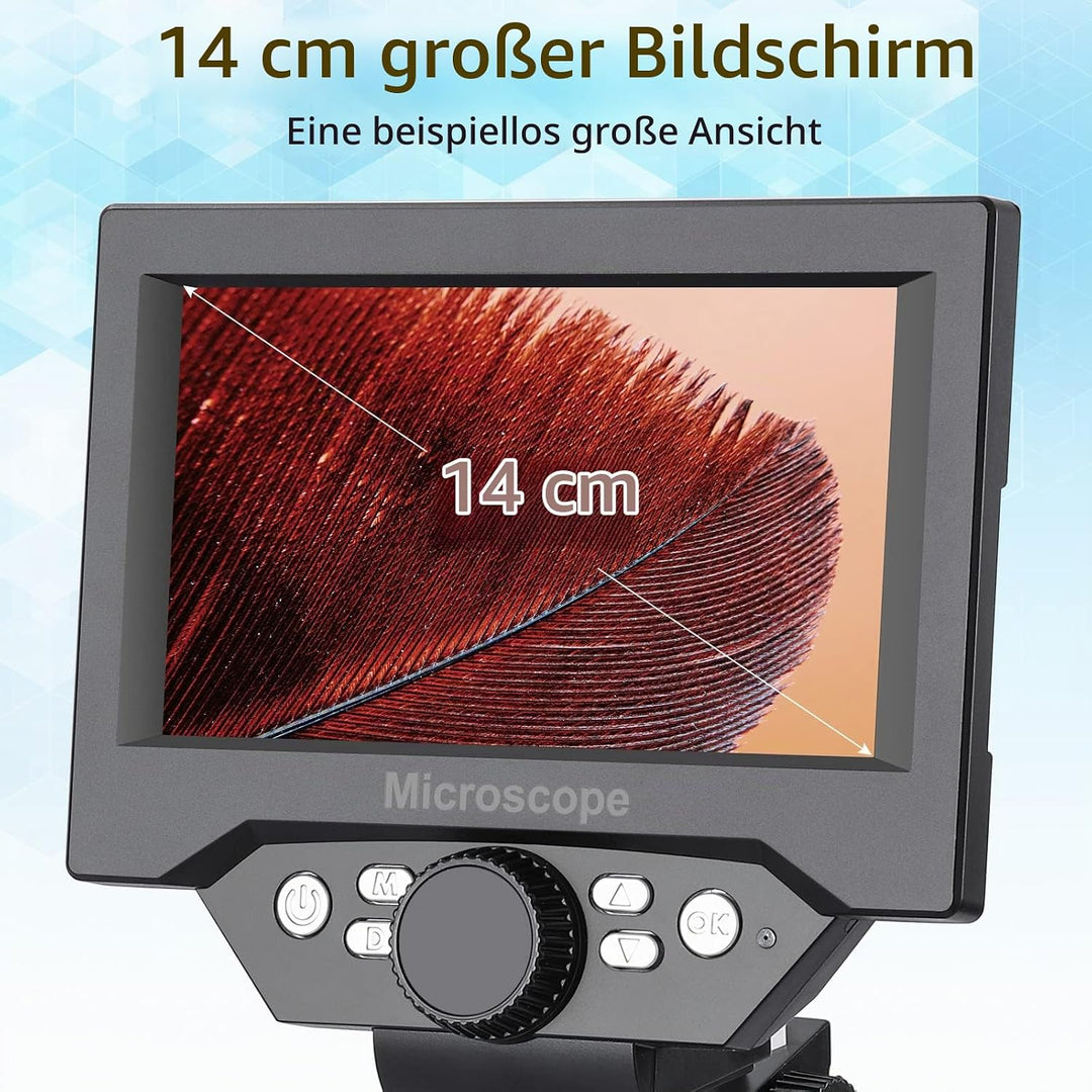 LCD Digital USB Mikroskop, Koolertron 5,5 Zoll 1080P 8 Megapixel 1000X HD Vergrösserung Zoom Drahtlo