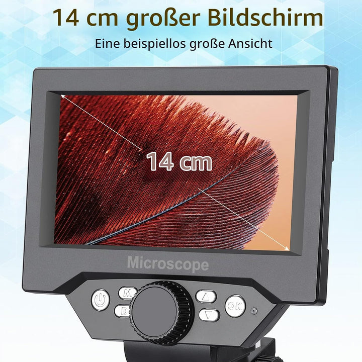 LCD Digital USB Mikroskop, Koolertron 5,5 Zoll 1080P 8 Megapixel 1000X HD Vergrösserung Zoom Drahtlo