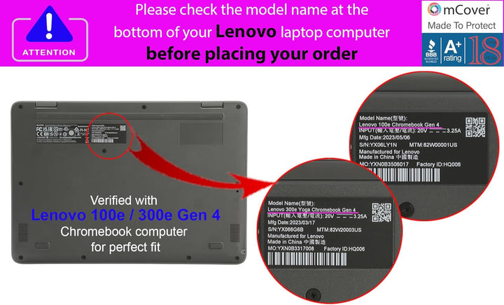 mCover Hartschalen-Schutzhülle, nur kompatibel mit 29,5 cm (11,6 Zoll) Lenovo Chromebook 300E Yoga G