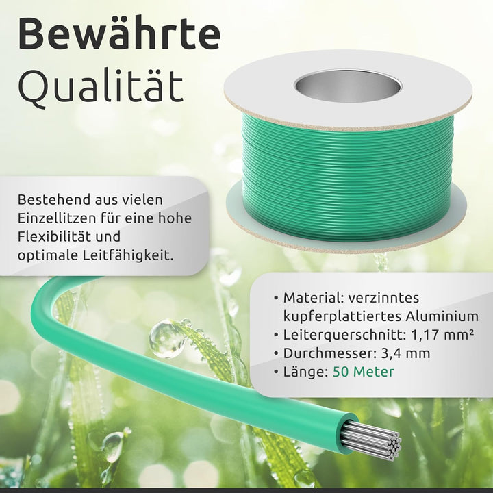 ECENCE Zubehör-& Reparatur-Set Mähroboter, 50m Begrenzungskabel + 10x Verbinder + 100x Erdhaken, uni